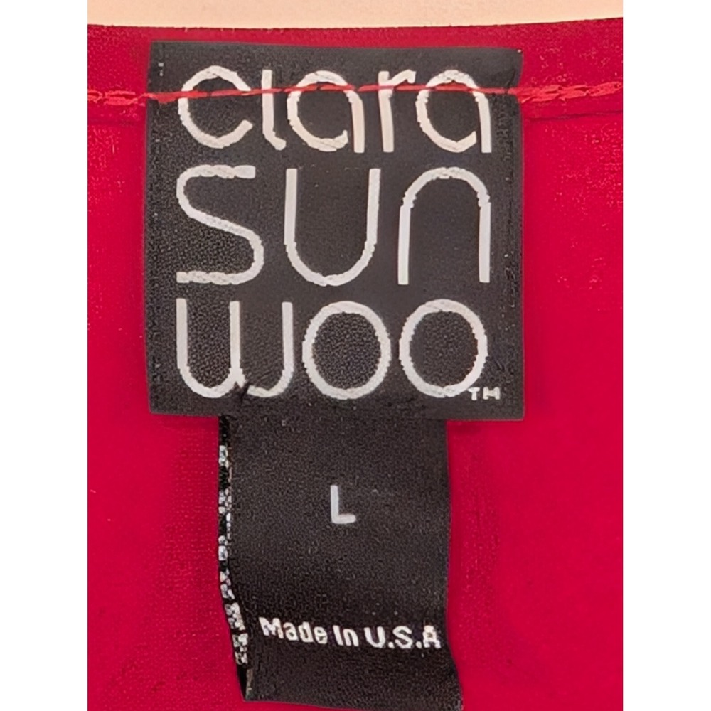 Clara Sun Woo Women's Red Dolman Sleeve Top Made in USA Size L - Picture 3 of 7